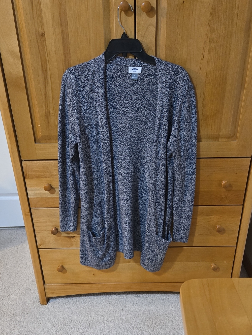 Old Navy Marled Black/white Open-Front Women's Cardigan With Pockets